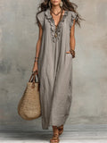 Camélia | Vestido Largo Bohemio de Lino y Algodón para Mujer