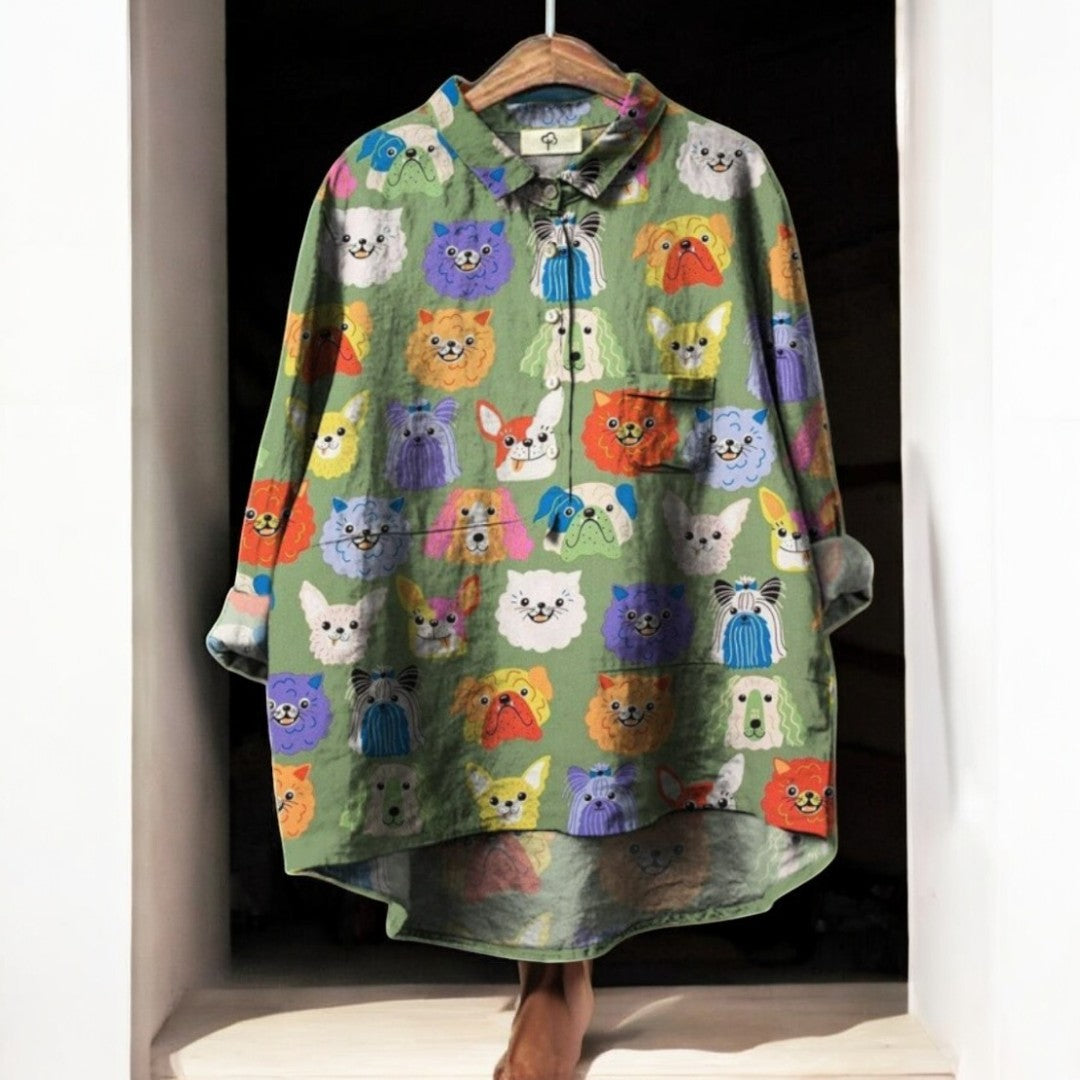 Astrid | Blusa exclusiva de mujer con estampado de perro para Mujer