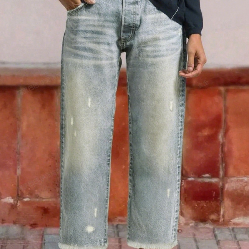 Dina - Pantalones vaqueros rectos cortos retro para mujer