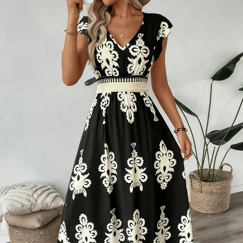 Candela - Vestido maxi barroco con escote en V para Mujer