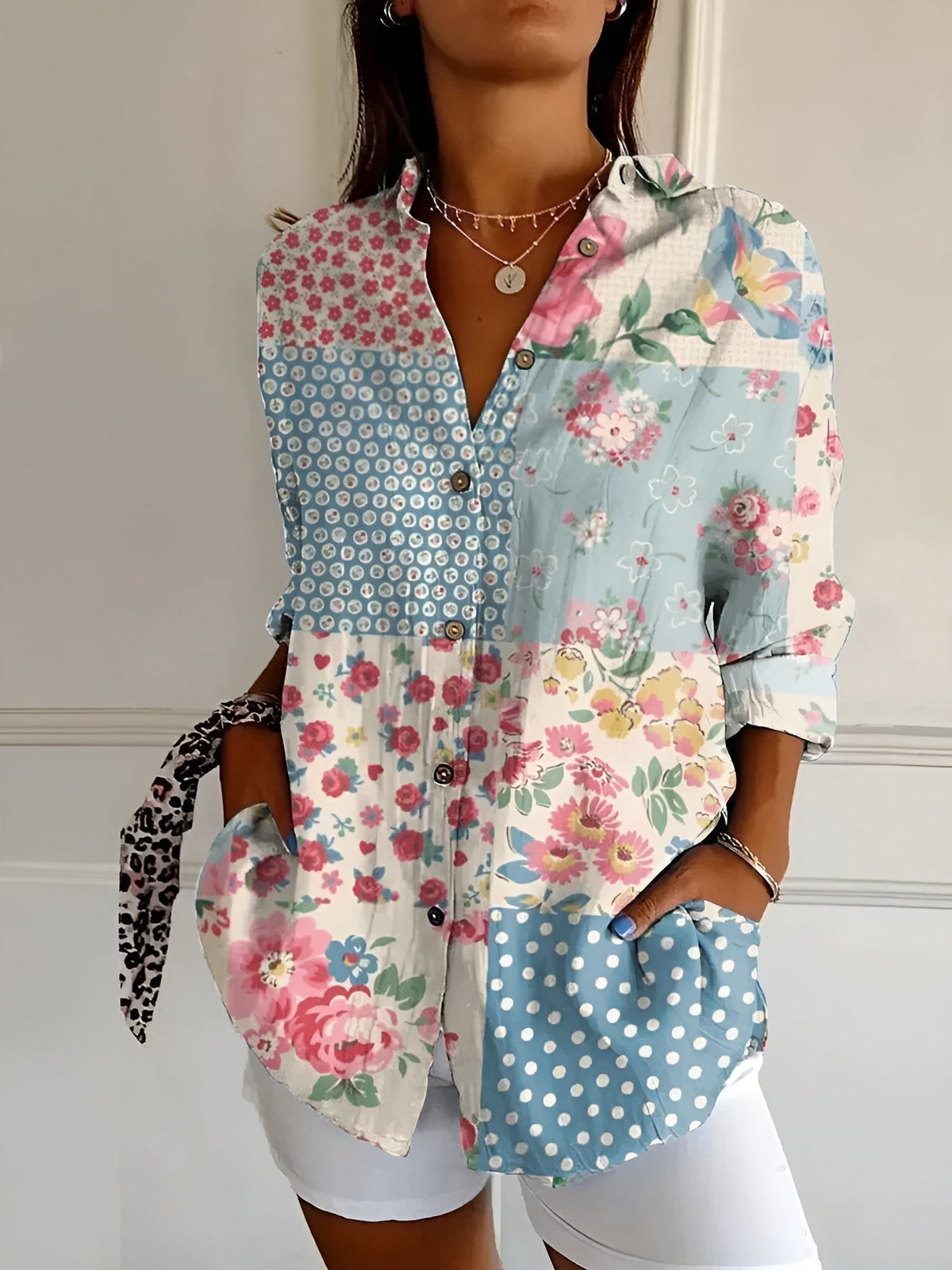 Roxanne - Blusa floral en algodón ligero