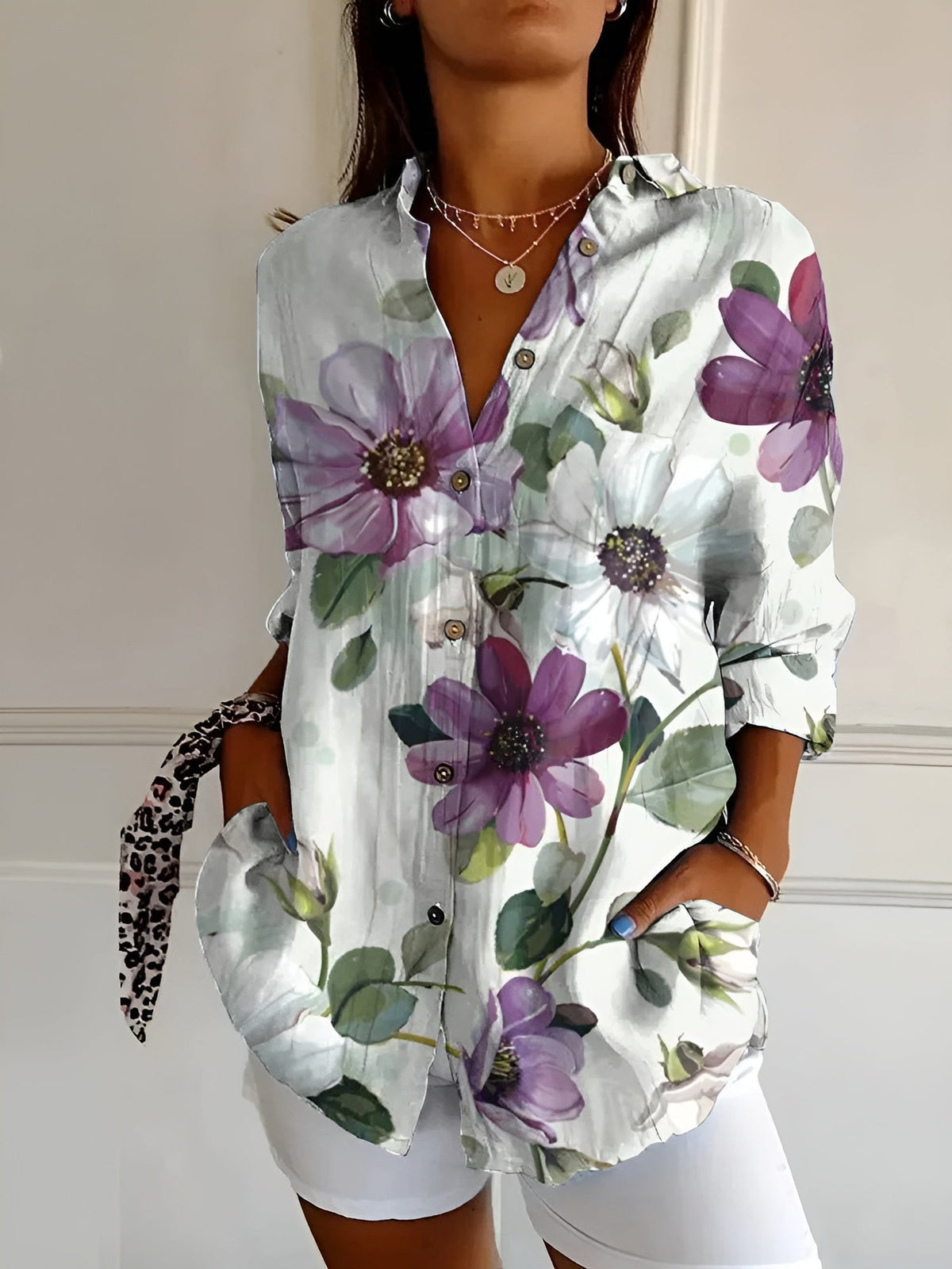 Roxanne - Blusa floral en algodón ligero