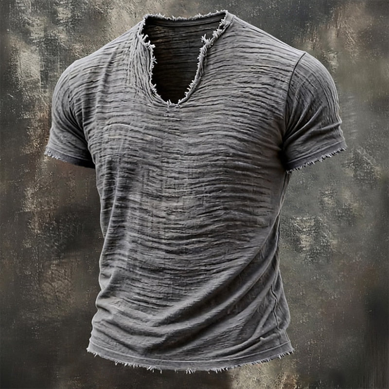 Jairo - Camiseta Vintage de Cuello en V para Hombre
